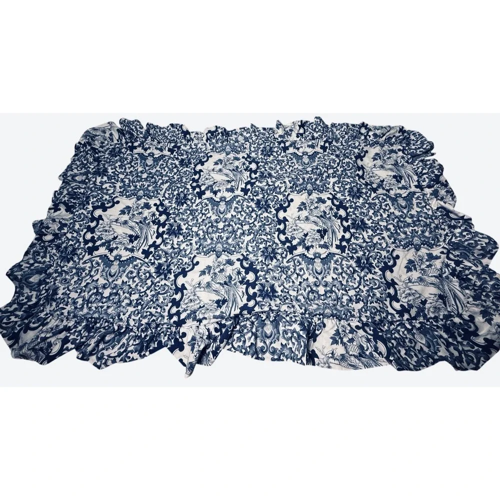 Ralph Lauren Tamarind‎ Sham Ruffle KING SET Blue White Porcelain Chinoiserie